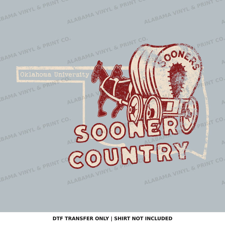 Oklahoma Sooners Sooner Country Covered Wagon Vintage Vibes Alabama Vinyl