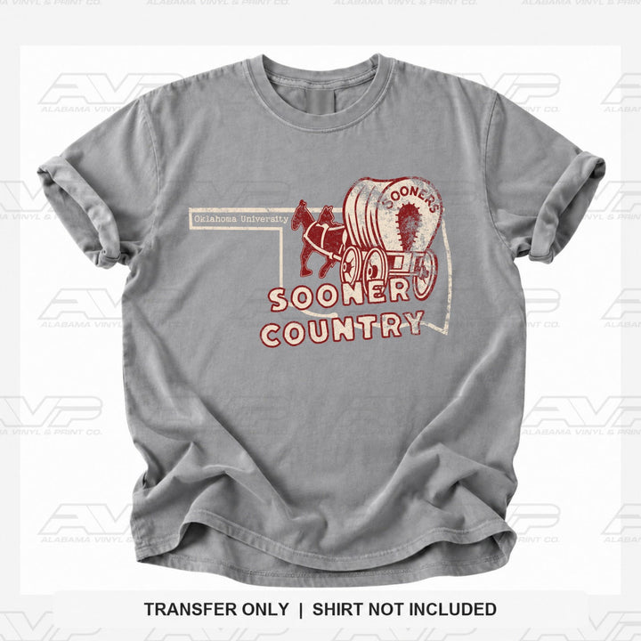 Oklahoma Sooners Sooner Country Covered Wagon Vintage Vibes Alabama Vinyl