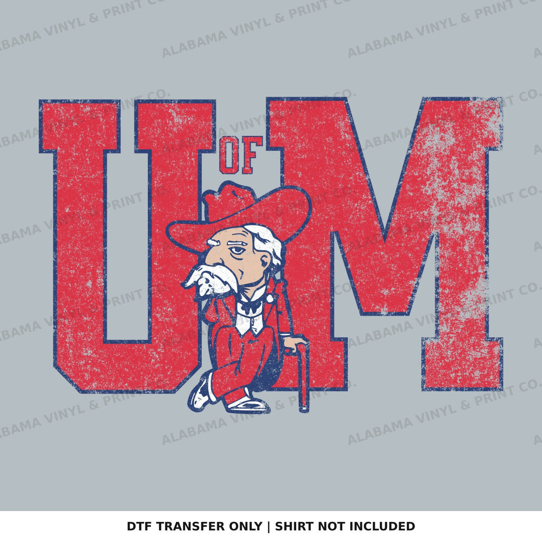 Ole Miss Rebels Colonel Reb UM Vintage Vibes Alabama Vinyl