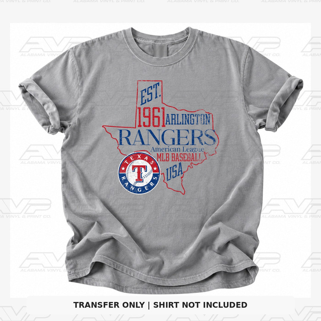 Texas Rangers Outline Words Alabama Vinyl