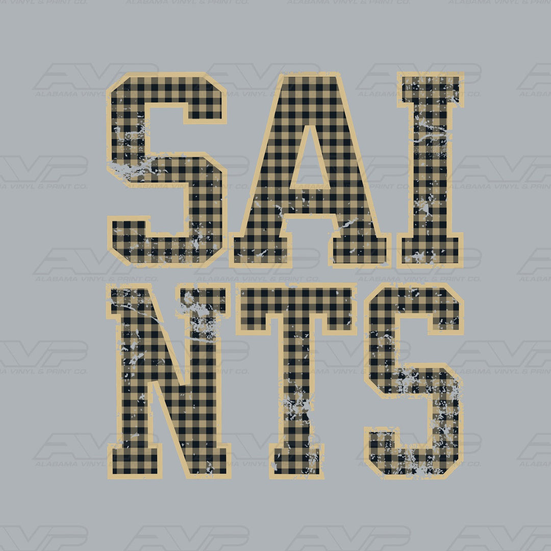 New Orleans Saints Gingham Alabama Vinyl & Print Co.