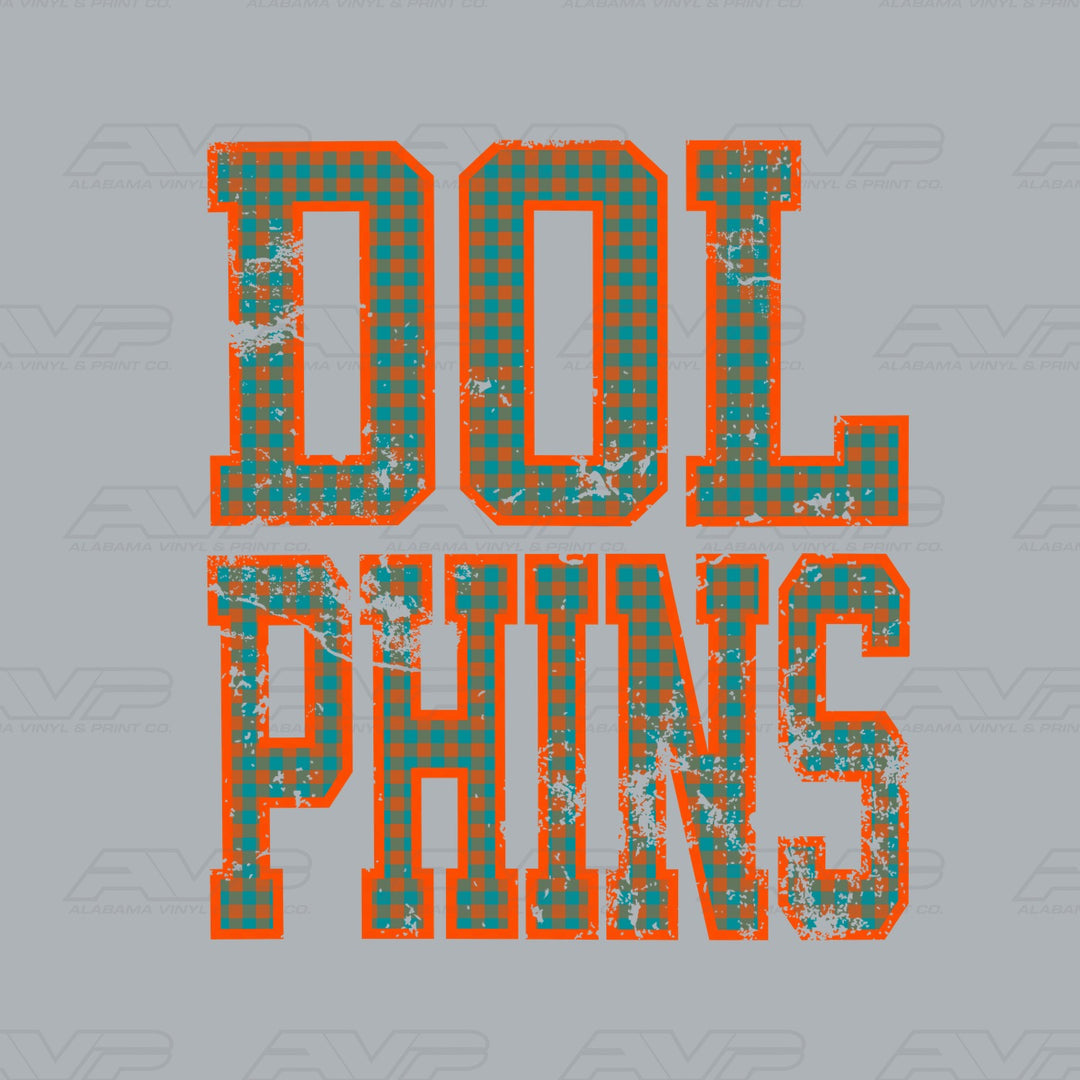 Miami Dolphins Gingham Alabama Vinyl & Print Co.