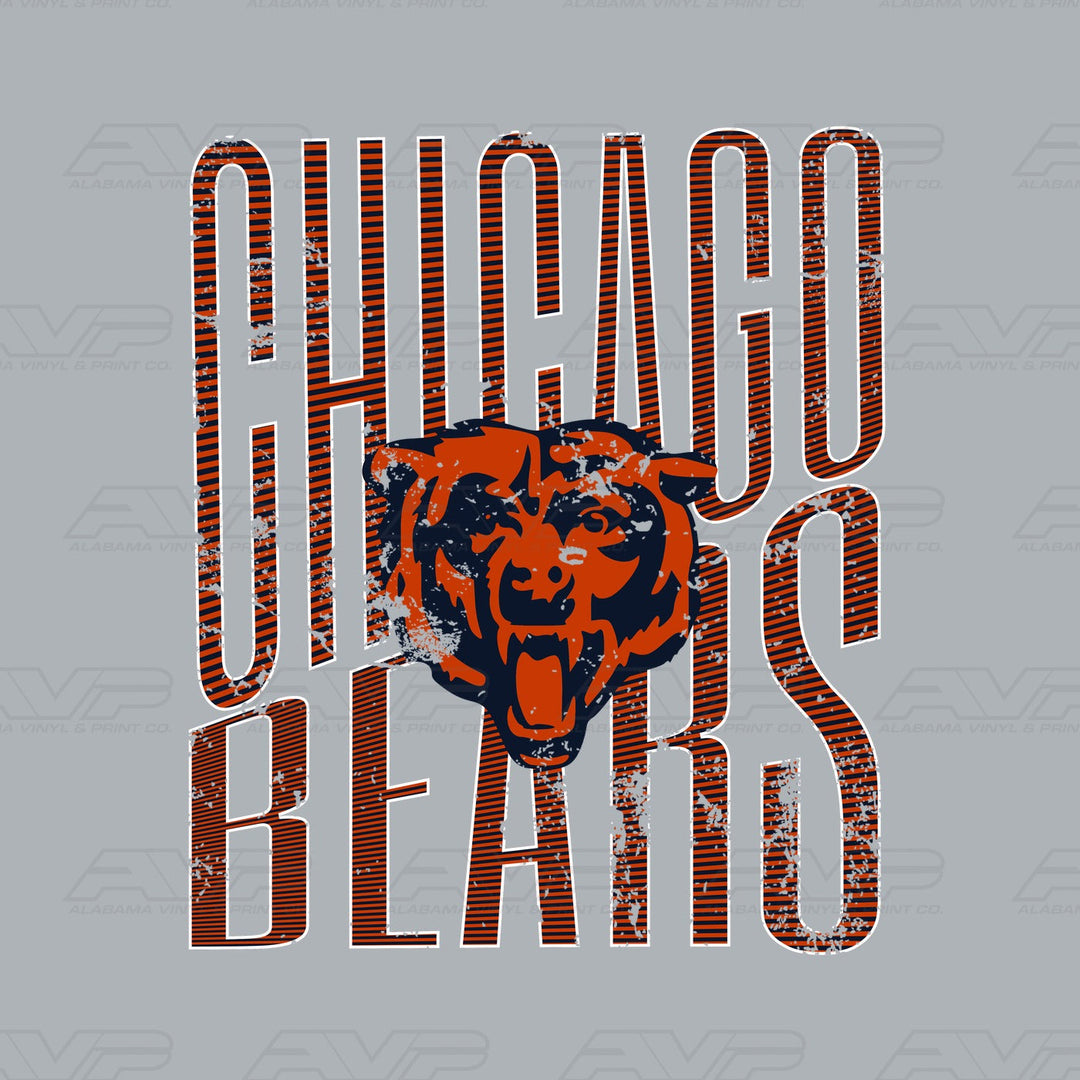 Chicago Bears Distressed Stripes Alabama Vinyl & Print Co.