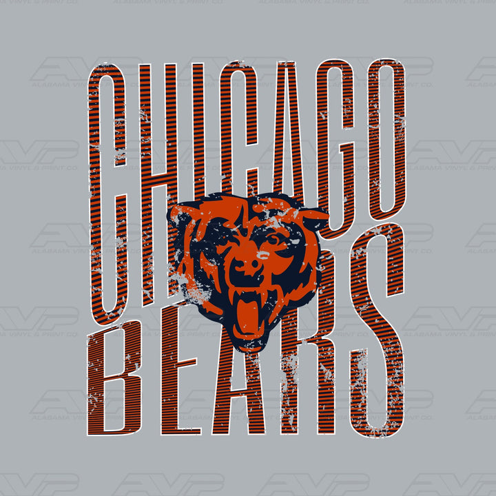 Chicago Bears Distressed Stripes Alabama Vinyl & Print Co.
