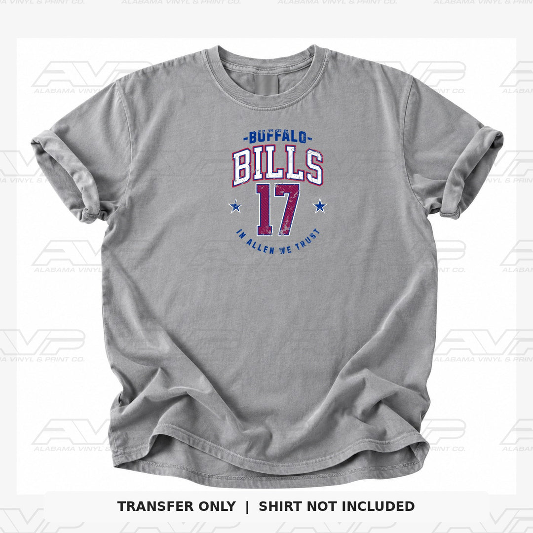 Buffalo Bills In Allen We Trust — gray shirt mockup; transfer only, shirt not included