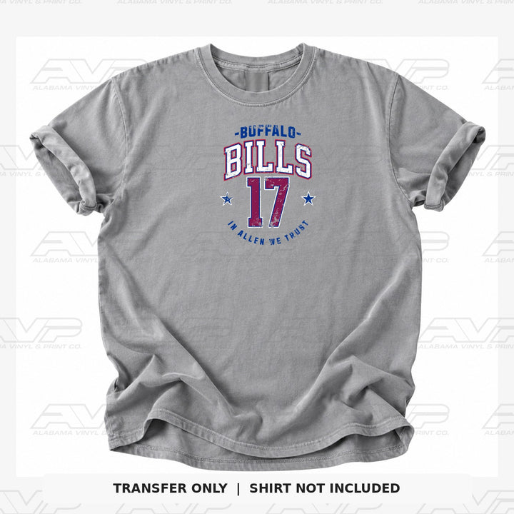 Buffalo Bills In Allen We Trust — gray shirt mockup; transfer only, shirt not included
