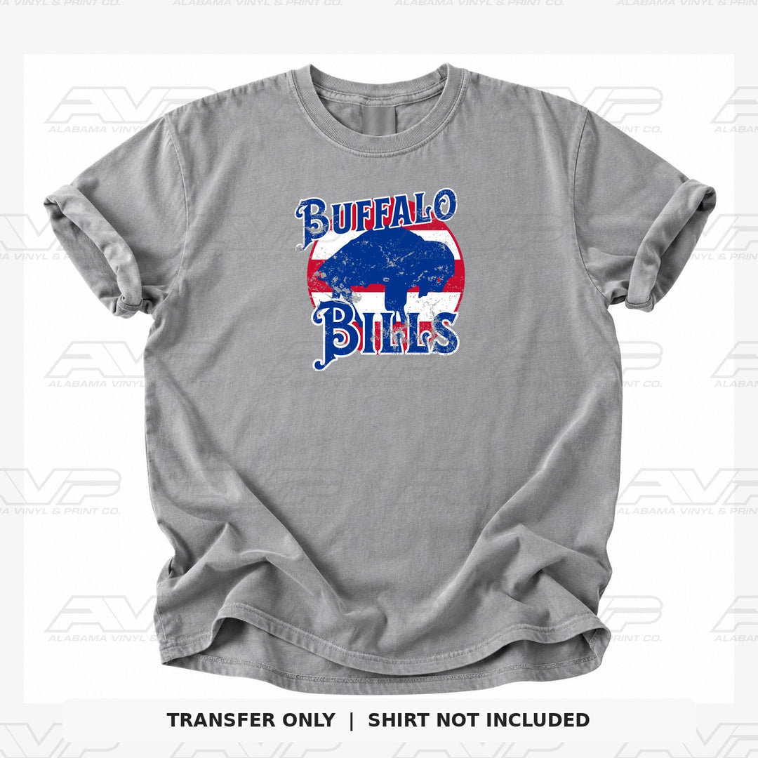 Buffalo Bills Distressed — gray shirt mockup; transfer only, shirt not included
