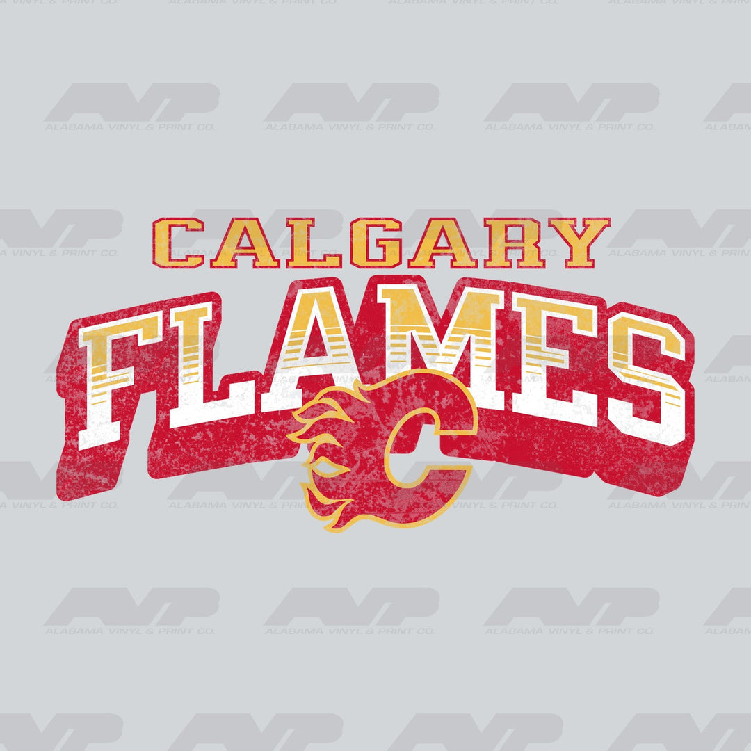 Calgary Flames Classic Distressed Alabama Vinyl & Print Co.