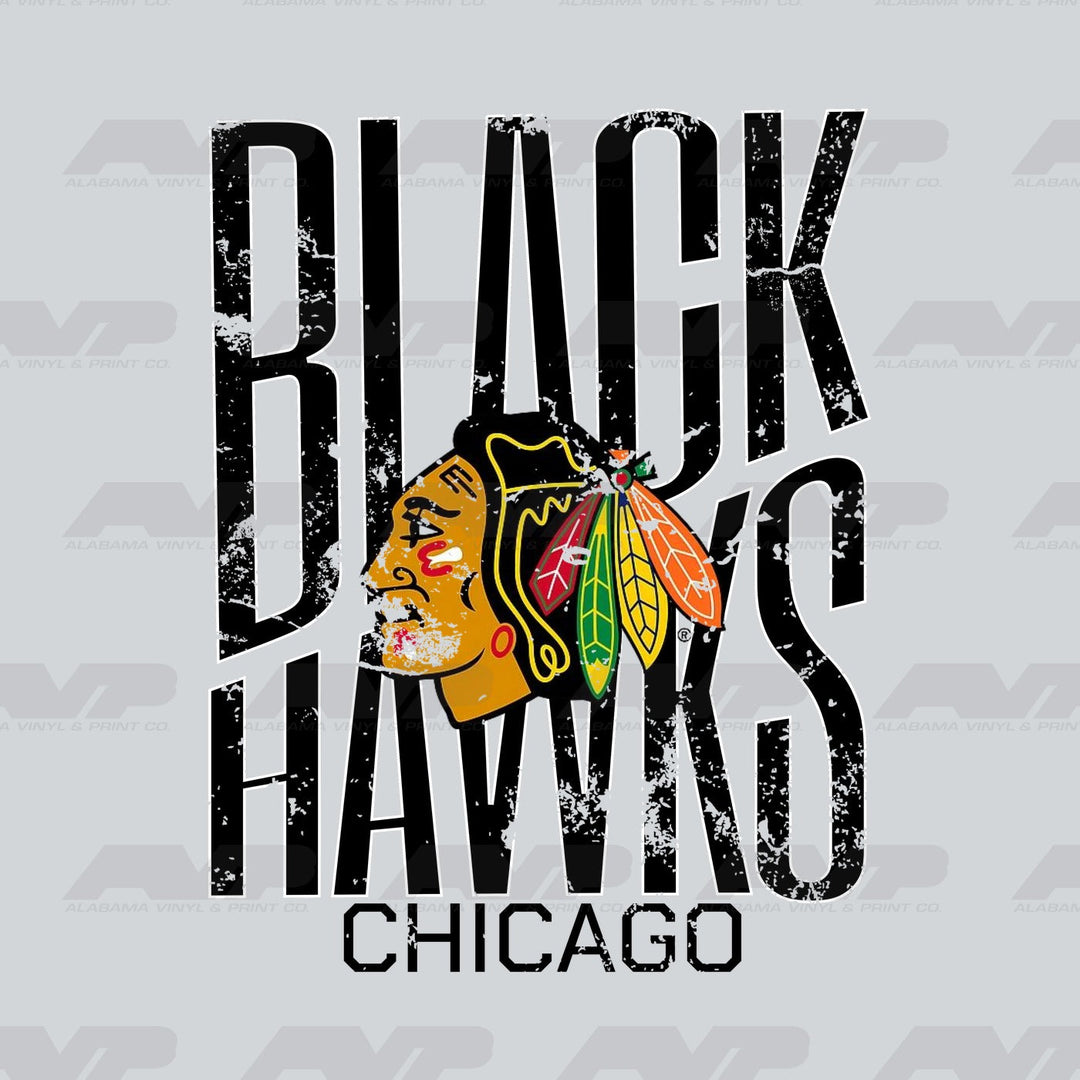 Chicago Blackhawks Tall Distressed Alabama Vinyl & Print Co.