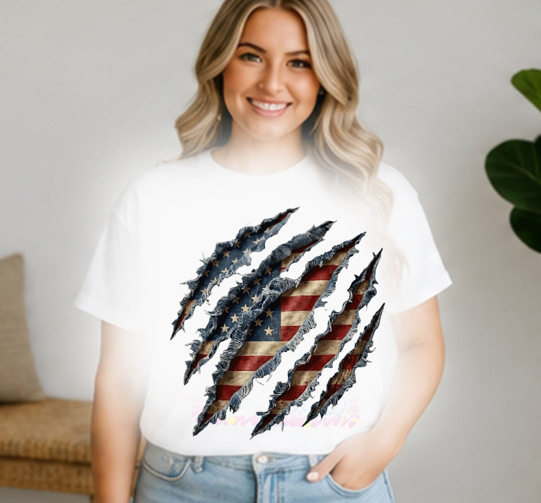 American Flag Ripped Claw - Ready-to-Press DTF Transfer Alabama Vinyl