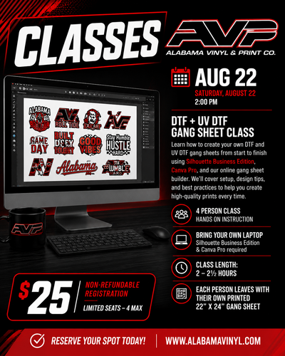 DTF & UV DTF Gang Sheet Building Class - August 22 Alabama Vinyl