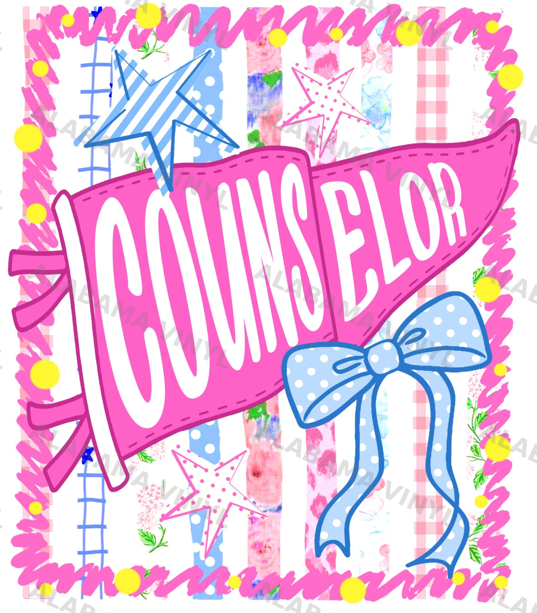 Counselor Pink Pennant Ready to Press Transfer Alabama Vinyl