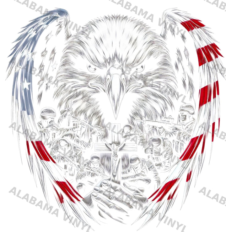 Faith & Freedom Eagle - Ready-to-Press DTF Transfer Alabama Vinyl