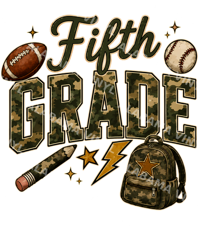 Fifth Grade Camo - Ready-to-Press DTF Transfer Alabama Vinyl