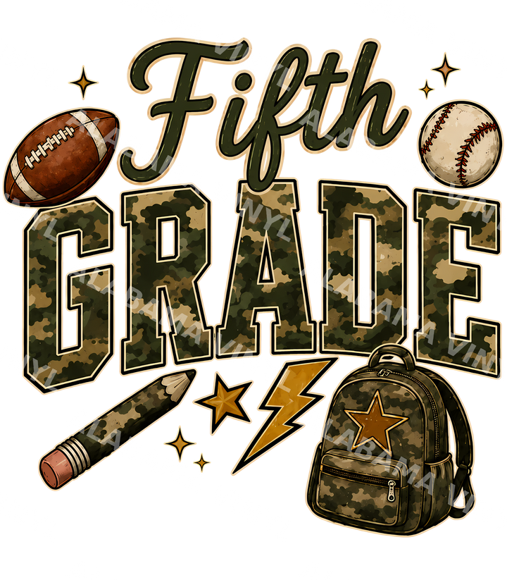 Fifth Grade Camo - Ready-to-Press DTF Transfer Alabama Vinyl
