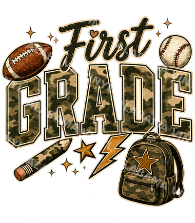 First Grade Camo - Ready-to-Press DTF Transfer Alabama Vinyl