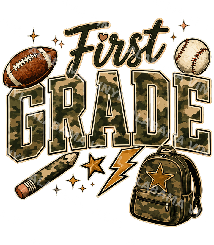 First Grade Camo - Ready-to-Press DTF Transfer Alabama Vinyl