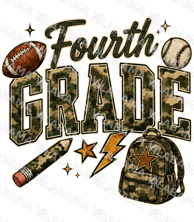 Fourth Grade Camo - Ready-to-Press DTF Transfer Alabama Vinyl