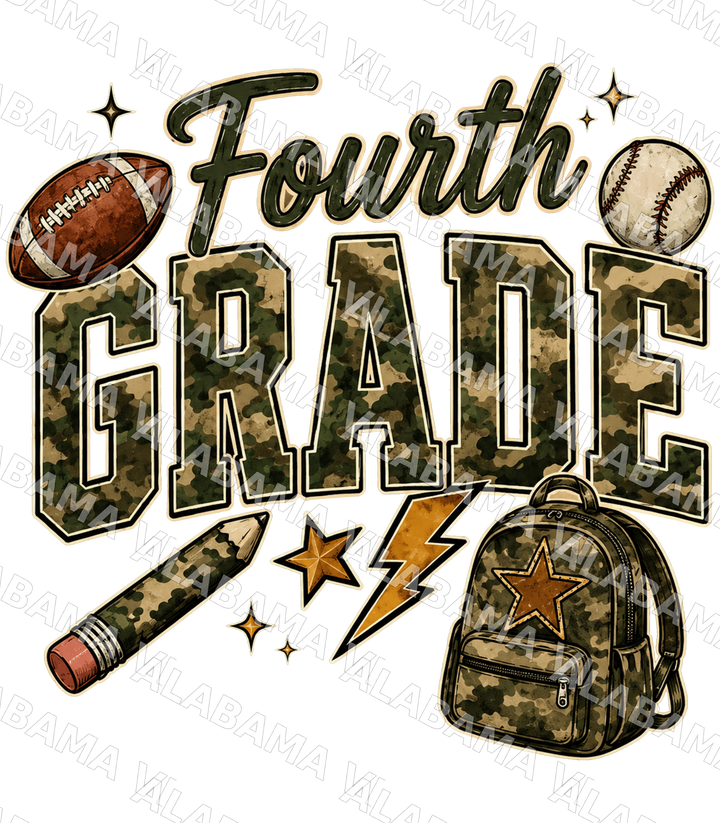 Fourth Grade Camo - Ready-to-Press DTF Transfer Alabama Vinyl