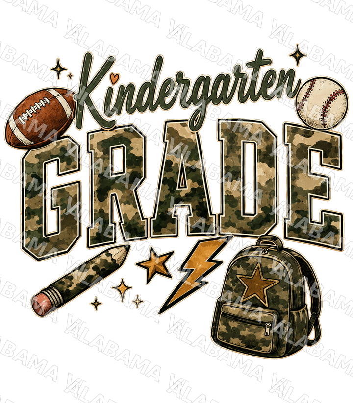 Kindergarten Camo - Ready-to-Press DTF Transfer Alabama Vinyl