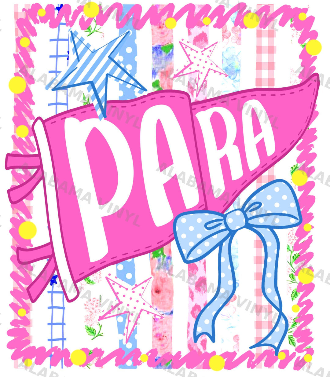 Para Pink Pennant Ready to Press Transfer Alabama Vinyl