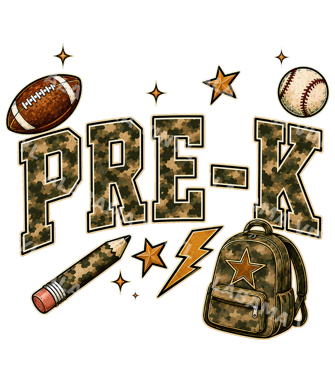 Pre-K Camo Block - Ready-to-Press DTF Transfer Alabama Vinyl