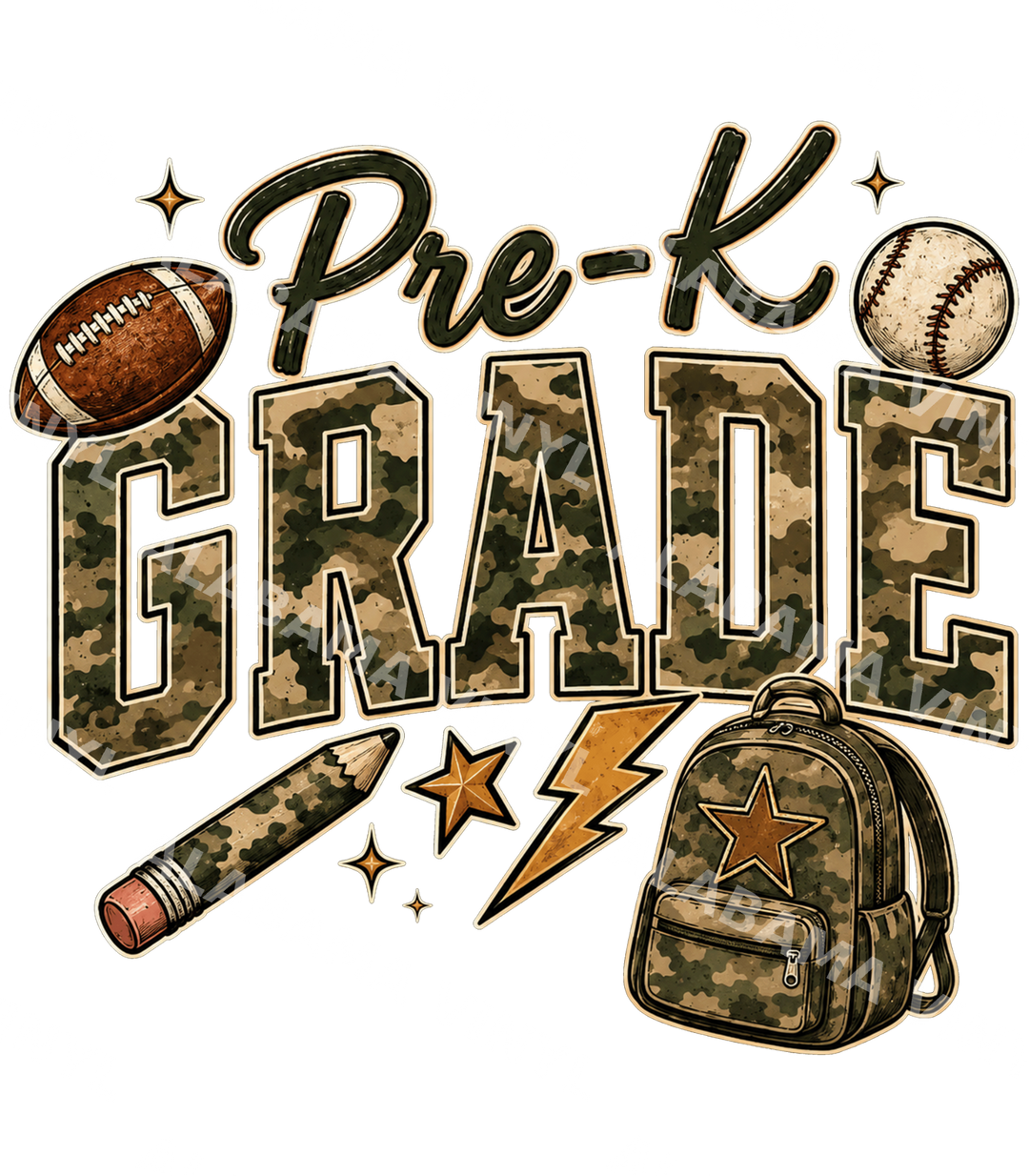 Pre-K Camo - Ready-to-Press DTF Transfer Alabama Vinyl