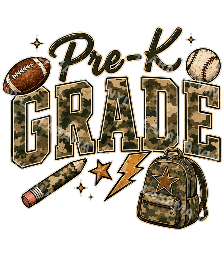 Pre-K Camo - Ready-to-Press DTF Transfer Alabama Vinyl