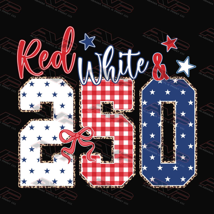 Red White & 250 - Ready-to-Press DTF Transfer Alabama Vinyl
