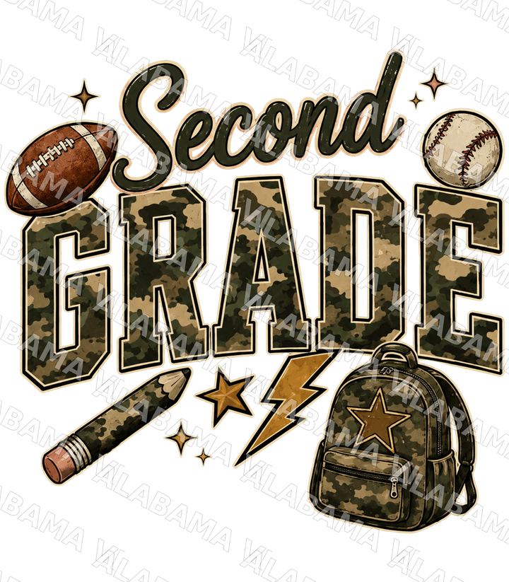 Second Grade Camo - Ready-to-Press DTF Transfer Alabama Vinyl