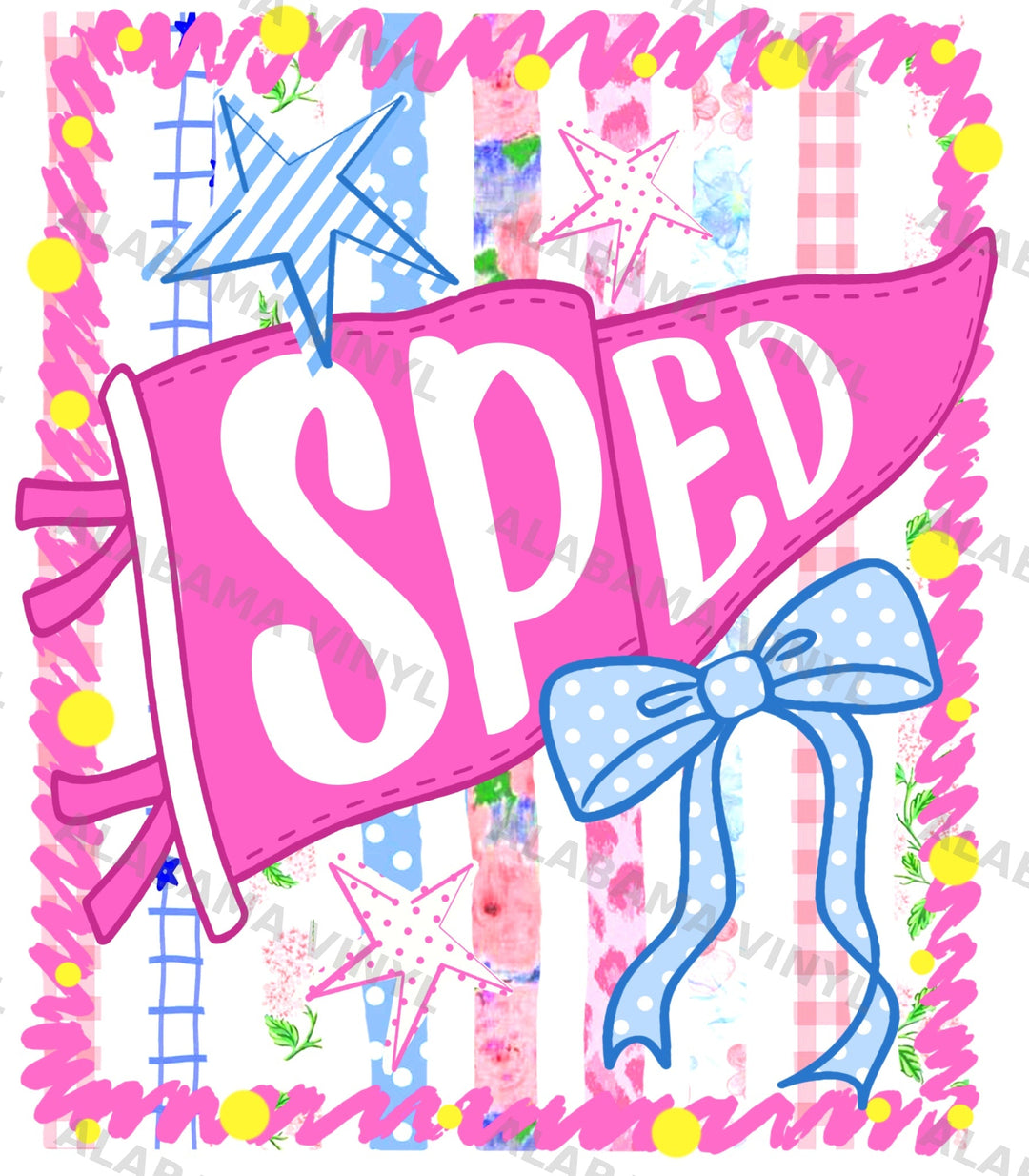 SPED Pink Pennant Ready to Press Transfer Alabama Vinyl