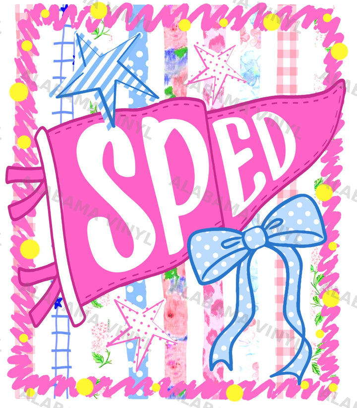 SPED Pink Pennant Ready to Press Transfer Alabama Vinyl