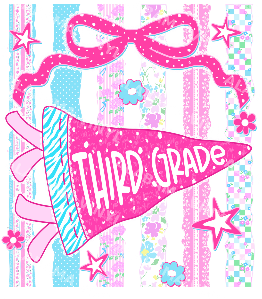 Third Grade Pennant - Ready-to-Press DTF Transfer Alabama Vinyl