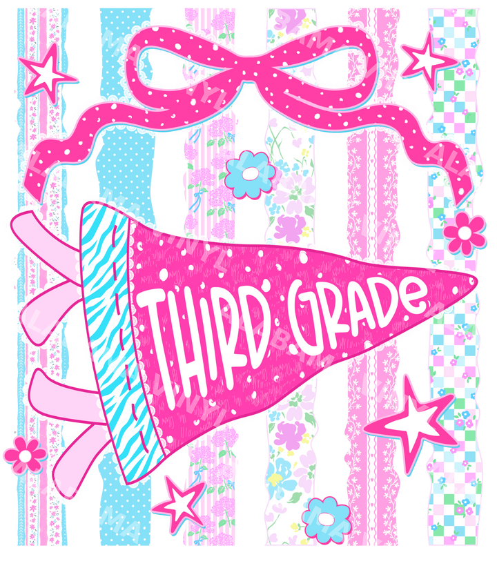 Third Grade Pennant - Ready-to-Press DTF Transfer Alabama Vinyl
